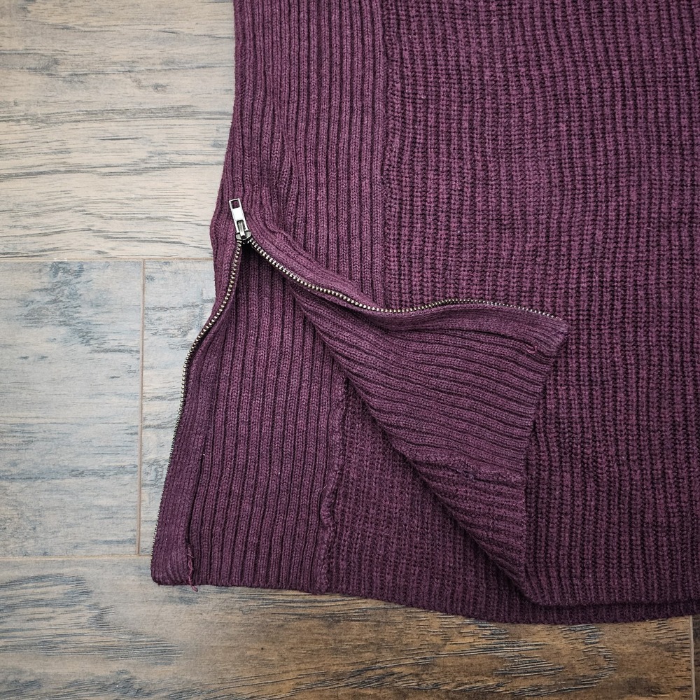 Torrid Plus Size 1 Burgundy Purple Rib Raglan Tunic Sweater 2 Side Zip 8"‎ Long - Picture 2 of 7